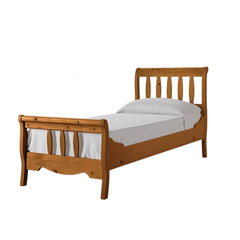 LETTO SINGOLO A BARCA LEGNO MASSELLO COLORE GIANDUIA